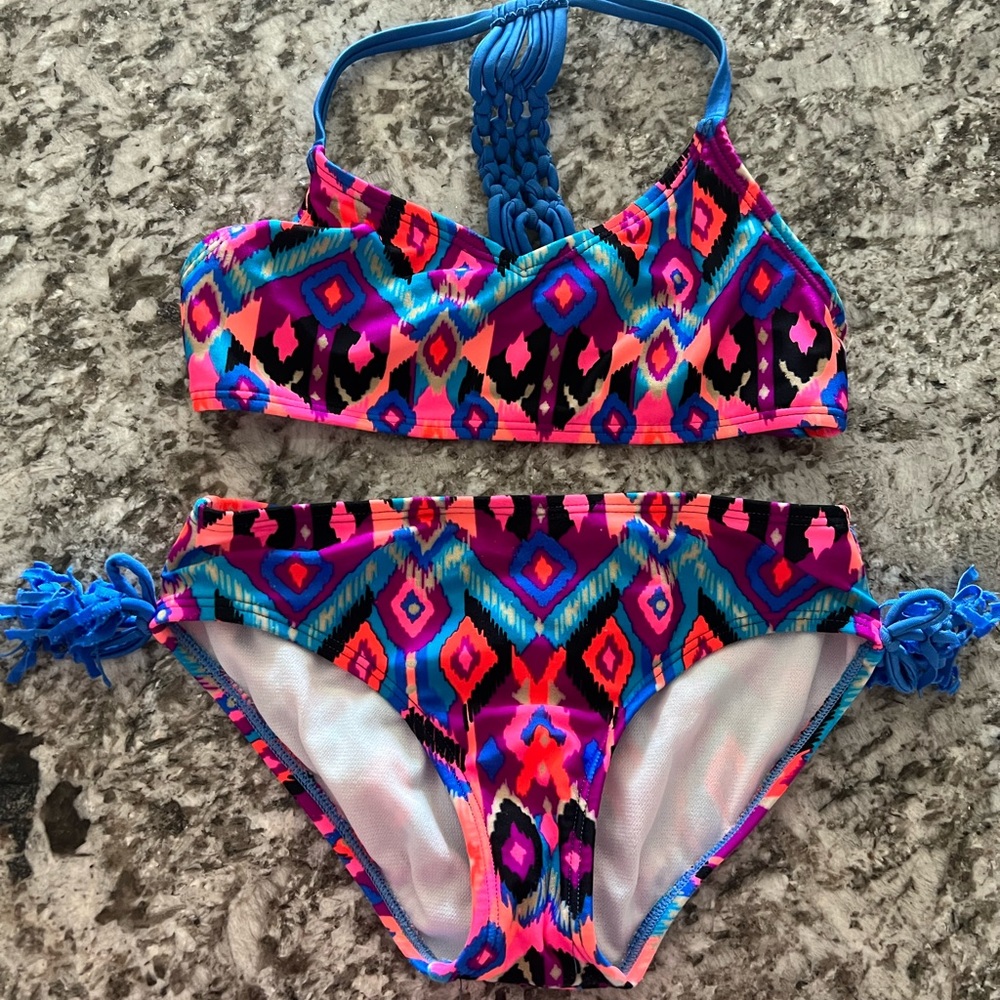 Two bikini style swim suits girls size S 6-6x from target